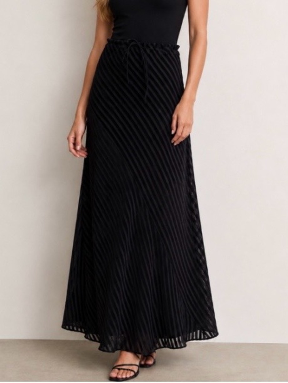 Anthropologie Odille Skirt Maxi Black Size 0 Velvet Trim Whimsigoth Vintage